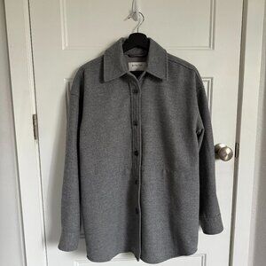 Aritzia Babaton Gray Wool Blend Button Down